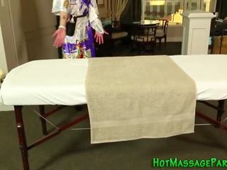 Fantastic asian masseuse sucks