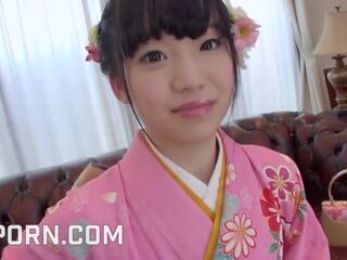 18yo Japanese darling Dressed In Kimono Like hot Blowjob And Pussy Creampie dirty clip videos