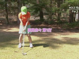 Golf harlot gets teased and creamed by two adolescents